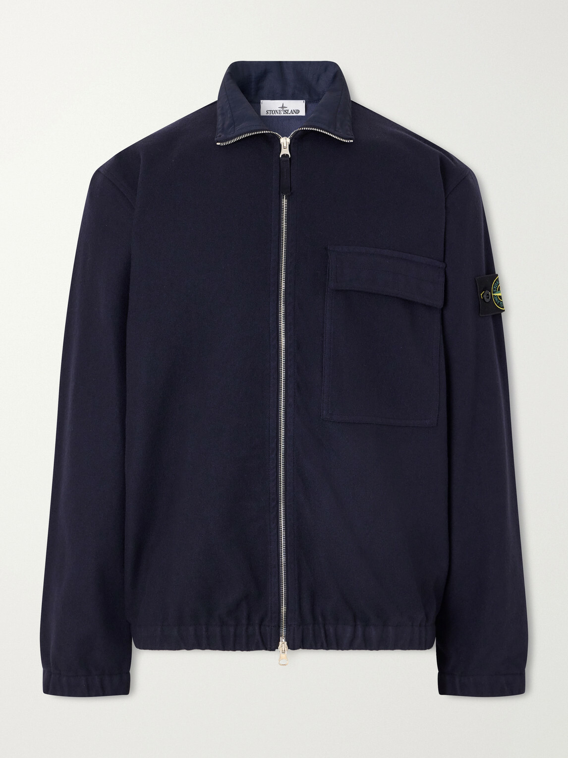 Stone Island - Garment-Dyed Wool Nylon Flannel-TC Overshirt - Blue