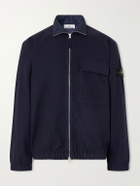 Stone Island - Garment-Dyed Wool Nylon Flannel-TC Overshirt - Blue