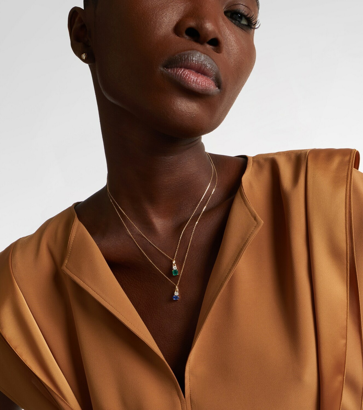 Stone and Strand Luxe 14kt gold (585/1000) necklace with emerald and diamond