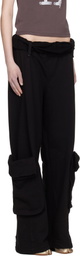 OPEN YY Black Rolled Waist Sweat Cargo Pants