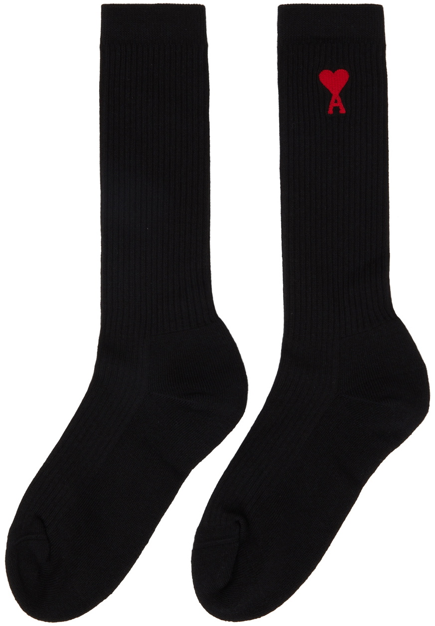 AMI Paris Black Ami de Cœur Socks