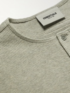 Fear of God Essentials - Logo-Appliquéd Waffle-Knit Cotton-Jersey Henley T-Shirt - Gray