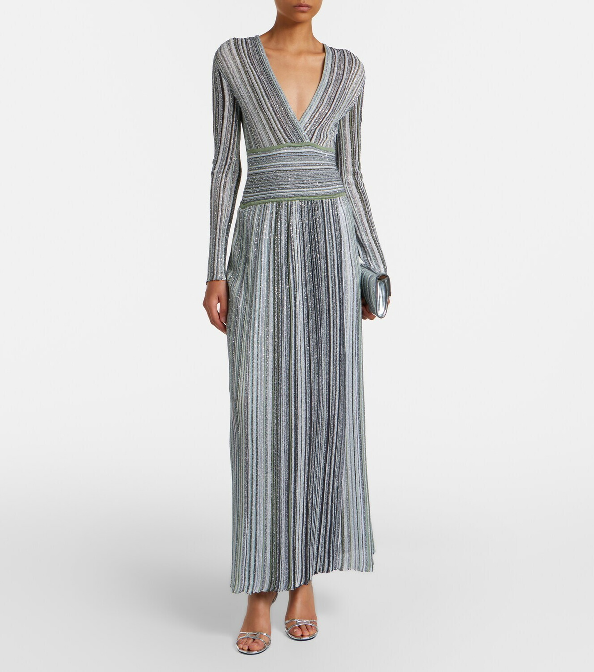 Missoni Striped lamé maxi dress