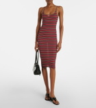 Prada Logo ribbed-knit cotton midi dress