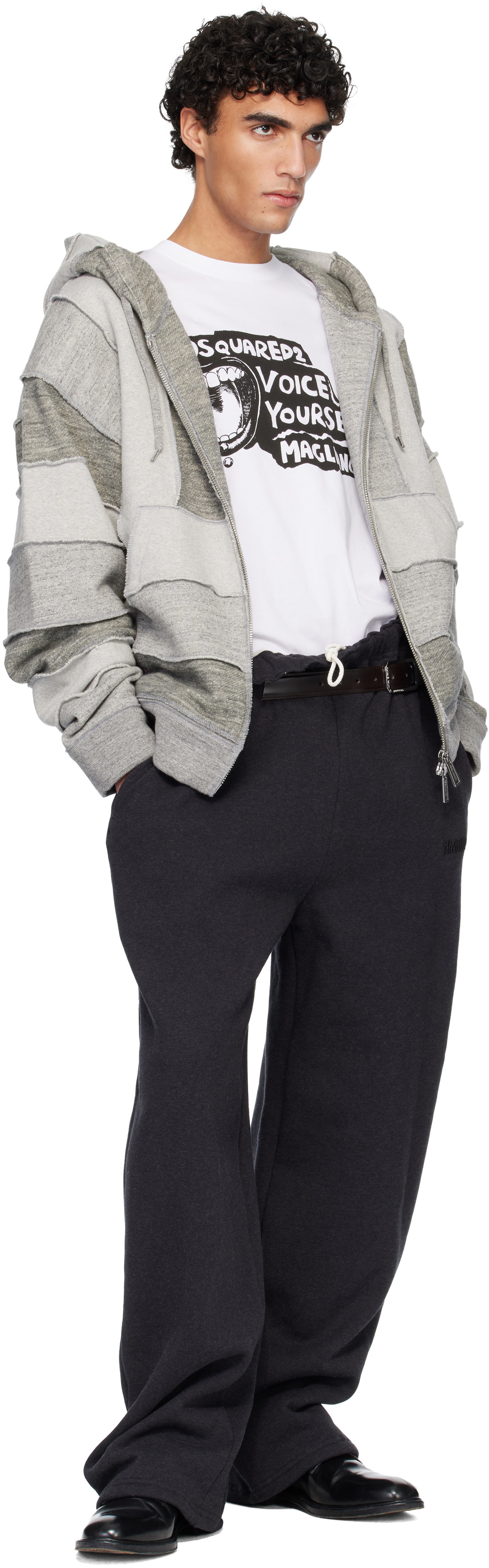 Dsquared2 Gray Magliano Edition Mix Grey Venue Fit Zipped Hoodie
