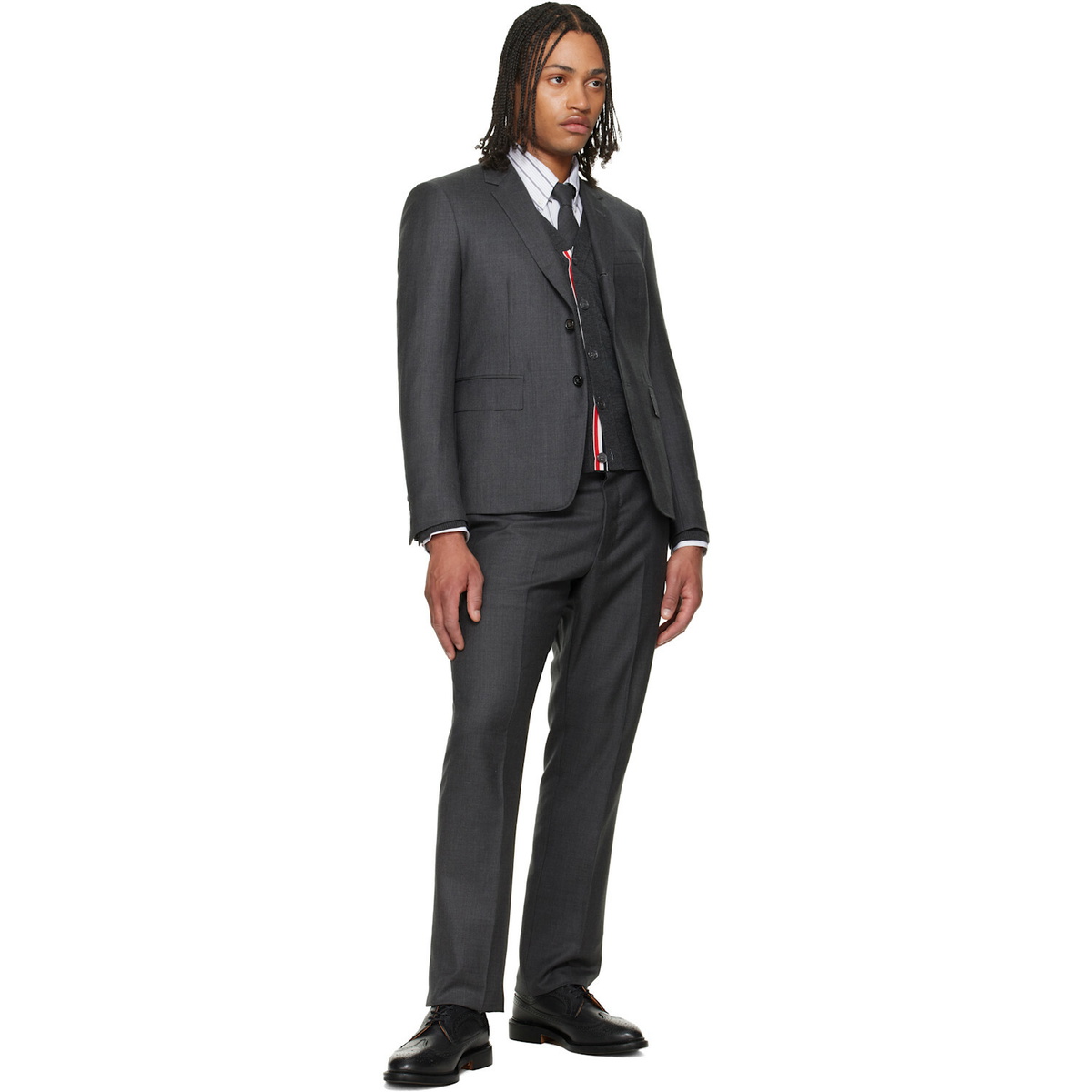 Thom Browne Black Leather Sole Longwing Brogues