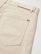 Agnona - Slim-Fit Stretch Cotton and Cashmere-Blend Denim Jeans - Neutrals