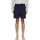 Tekla Navy Poplin Pyjama Shorts