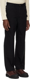 South2 West8 Black Double Knee Painter Trousers