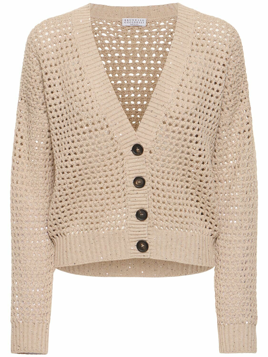 BRUNELLO CUCINELLI - Open Knit Cotton Blend Cardigan