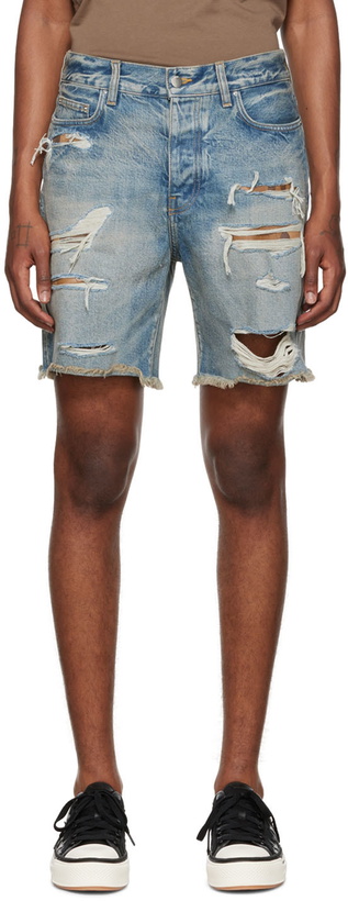 Photo: AMIRI Blue Camo Patch Shorts