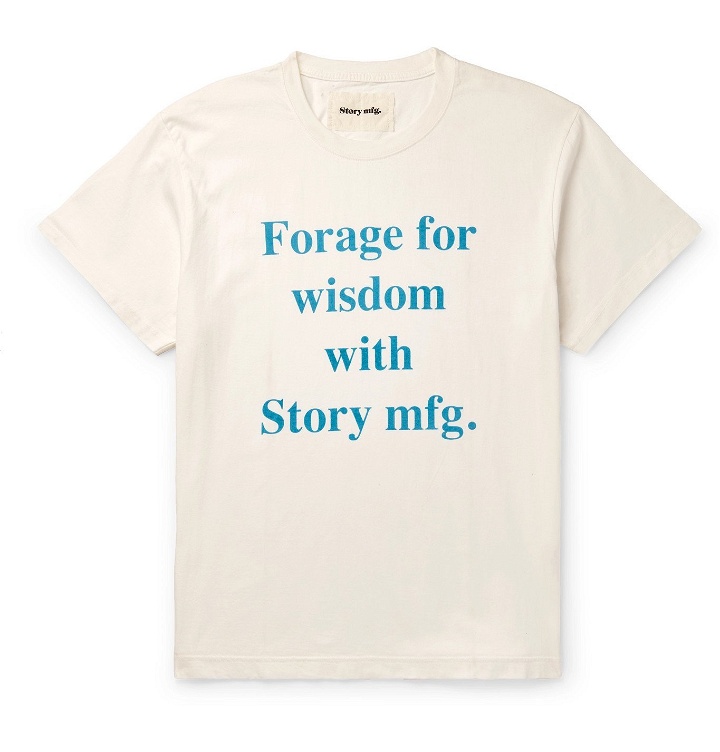 Photo: Story Mfg. - Grateful Printed Organic Cotton-Jersey T-Shirt - White