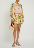 Farm Rio Botanical Floral-print Cotton Blouse Pink