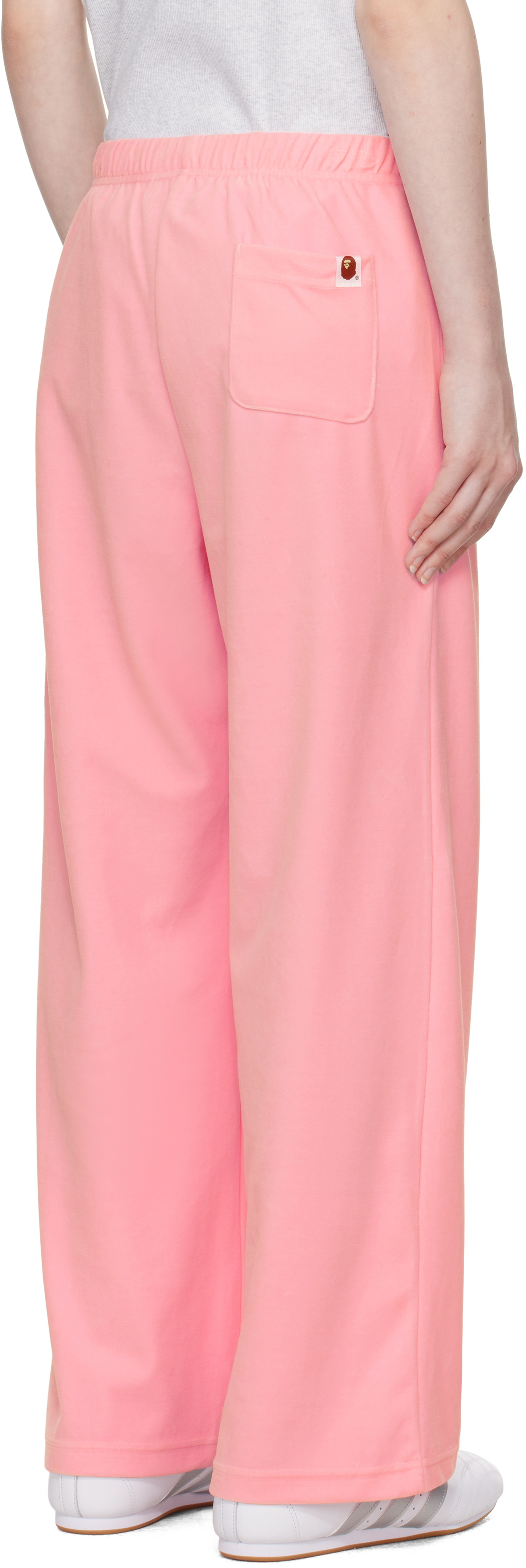 BAPE Pink Crystal Stone Ape Head Velour Lounge Pants