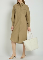Brunello Cucinelli Crinkled Cotton-blend Midi Shirt Dress Beige