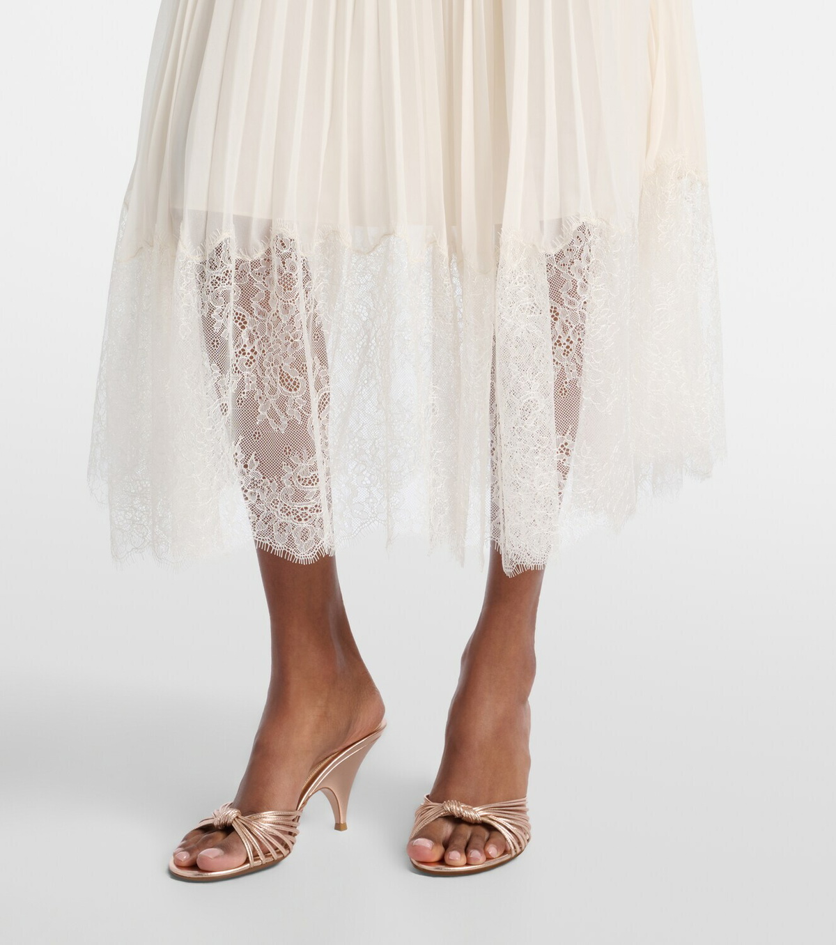 Self-Portrait Bouclé and chiffon midi dress