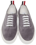 Thom Browne Grey Corduroy Heritage Sneakers