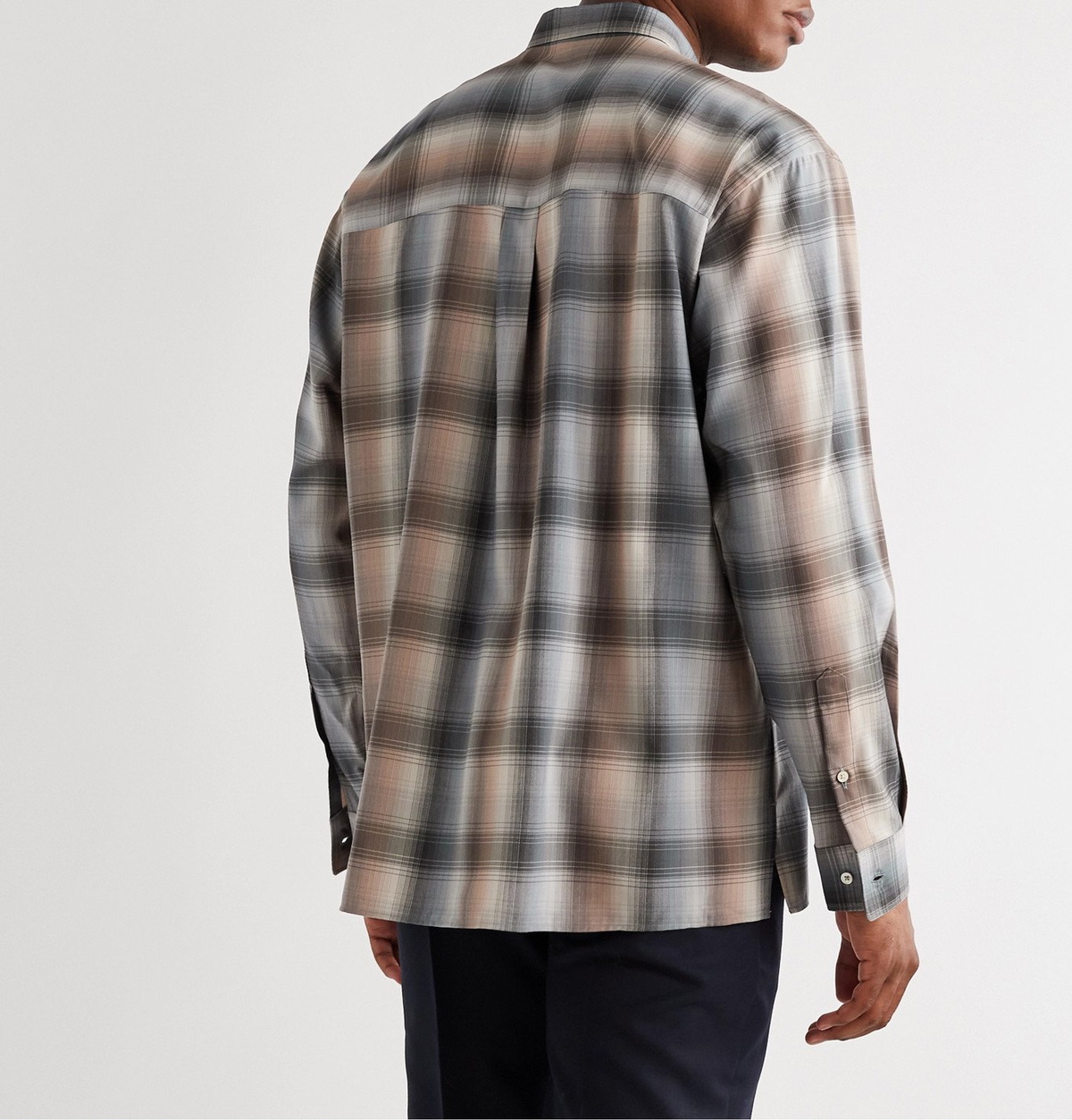 Auralee - Checked Wool Shirt - Brown Auralee