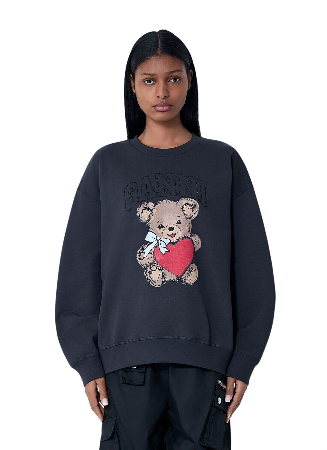 美品※Ganni ブラウン ロゴ入り スウェット GANNI（ガニー）の「【GANNI / ガニー】 Isoli Artwork Sweatshirt