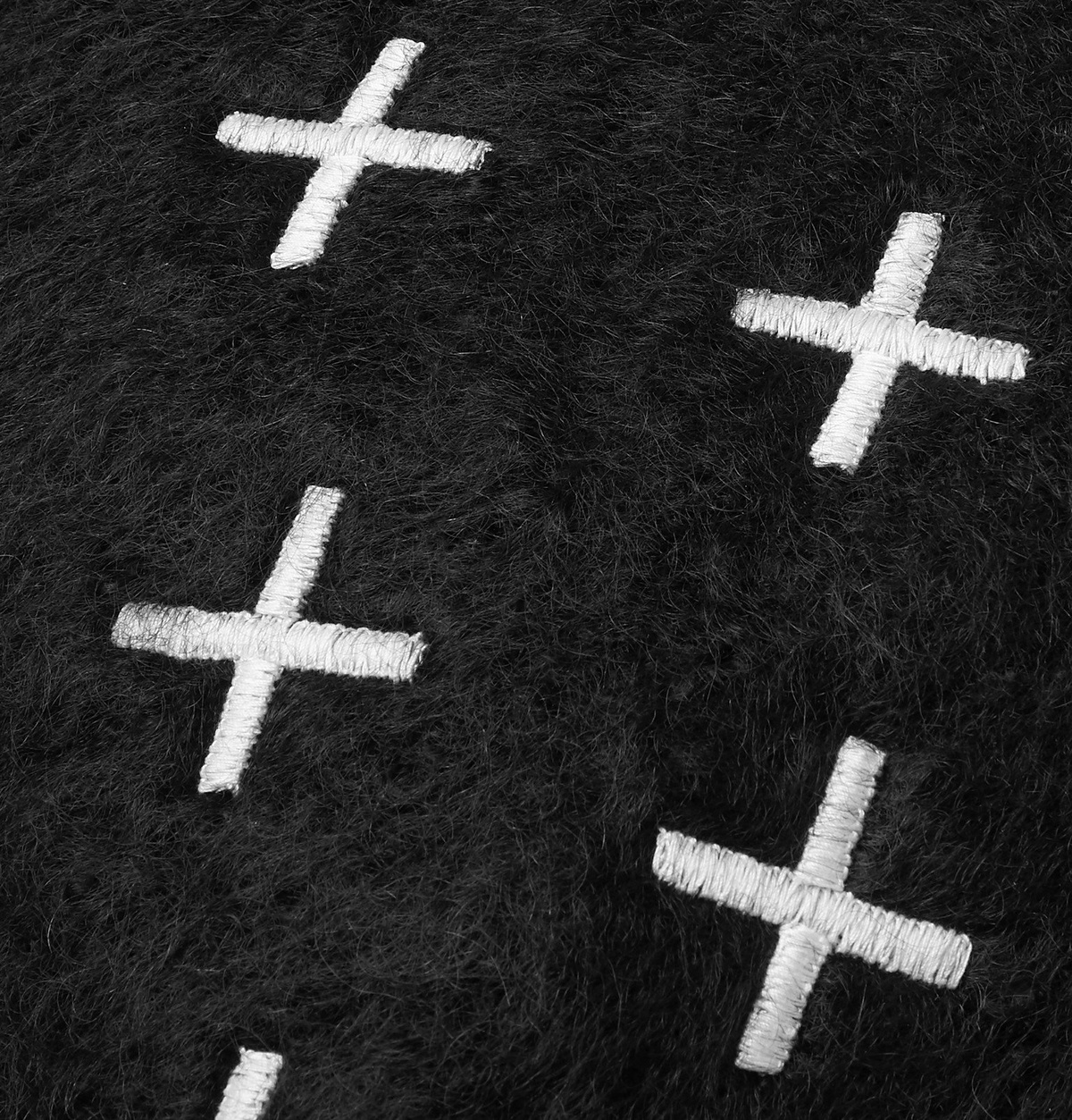 Jupe by Jackie - Hocken Embroidered Mohair Cushion Cover - Black