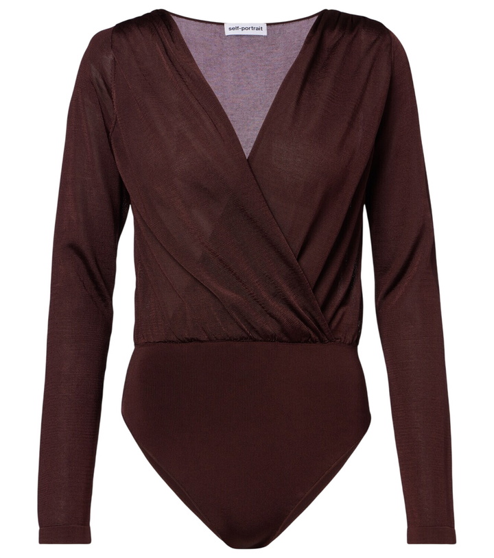 Photo: Self-Portrait Draped knitted bodysuit