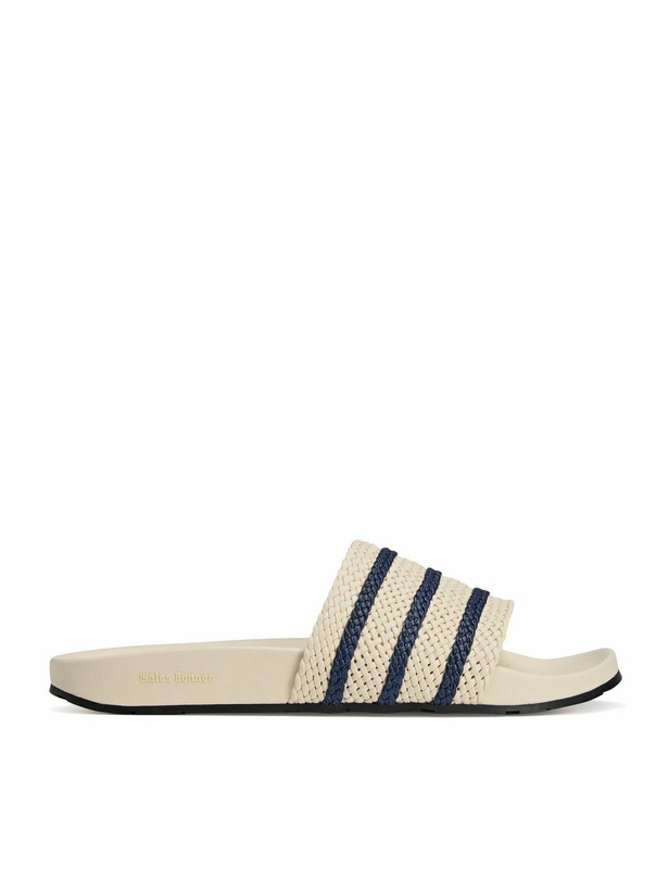 Photo: adidas Originals - Wales Bonner Adilette Striped Woven Leather Slides - Neutrals