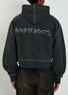 Acne Studios Logo-embroidered Hooded Cotton Sweatshirt Black