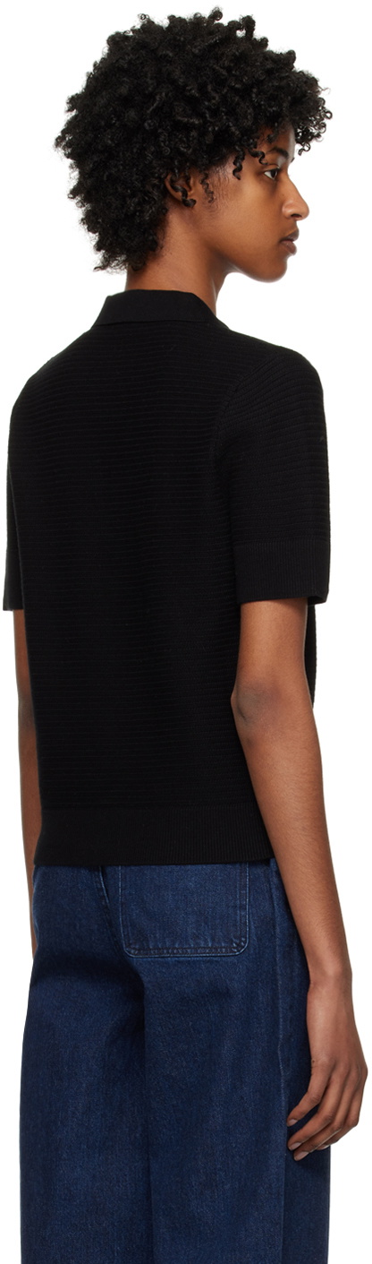 Sunspel Black Textured Polo