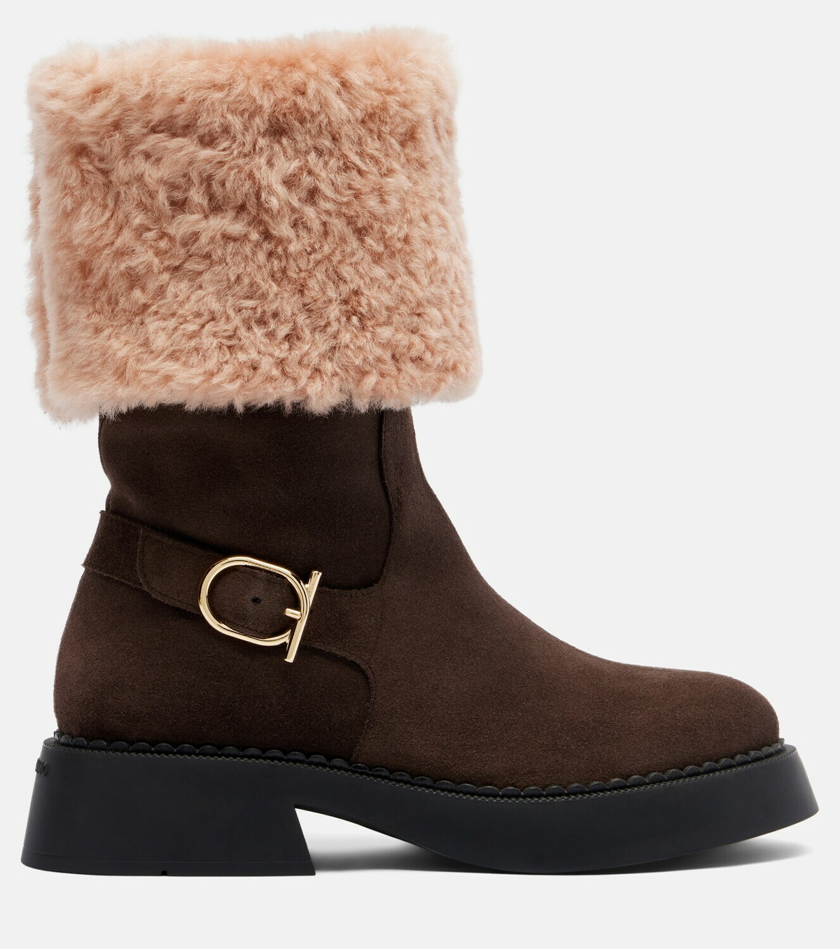 Ferragamo Zaki shearling-lined suede knee-high boots