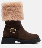 Ferragamo Zaki shearling-lined suede knee-high boots