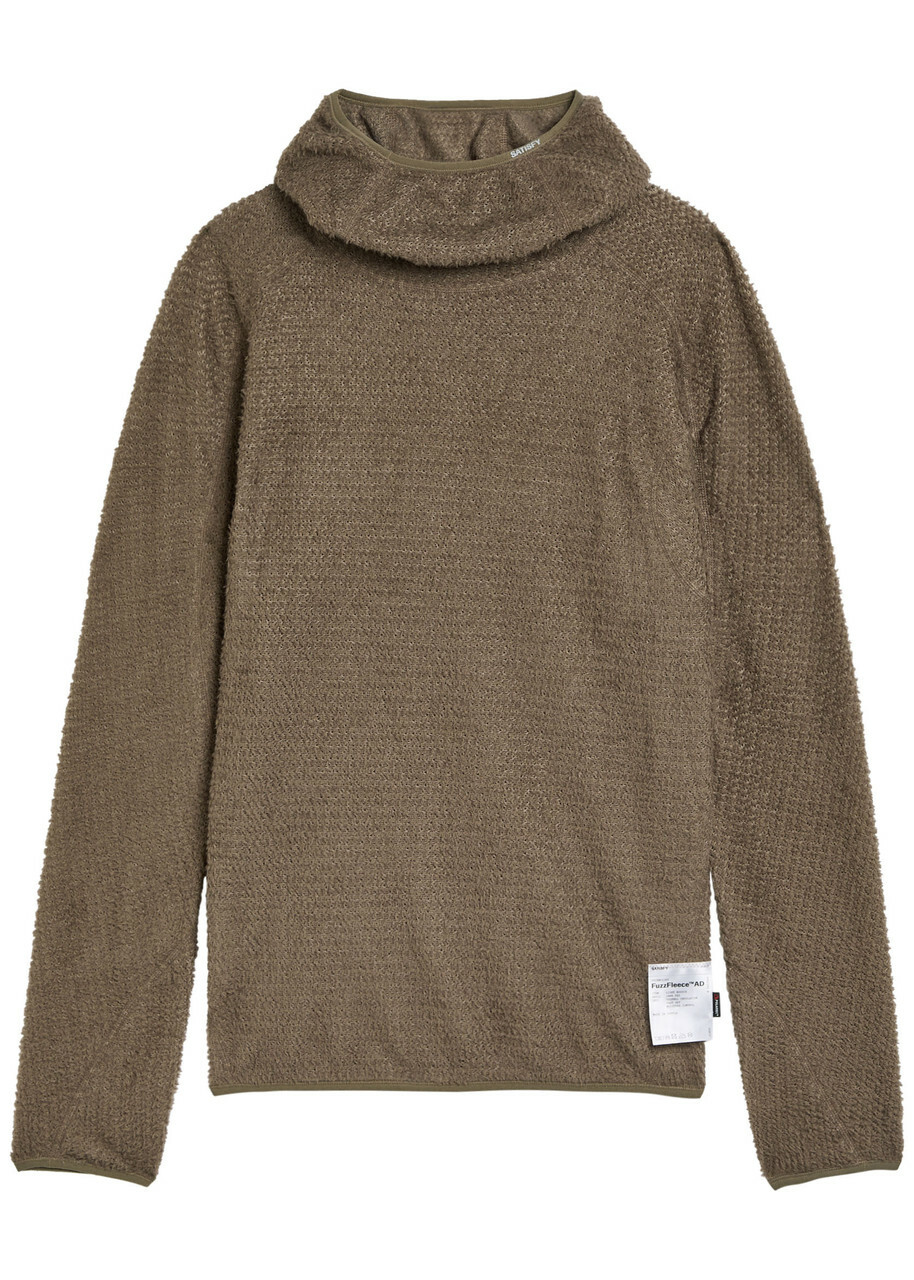Satisfy Fuzzfleece Hooded Knit Sweatshirt Brown