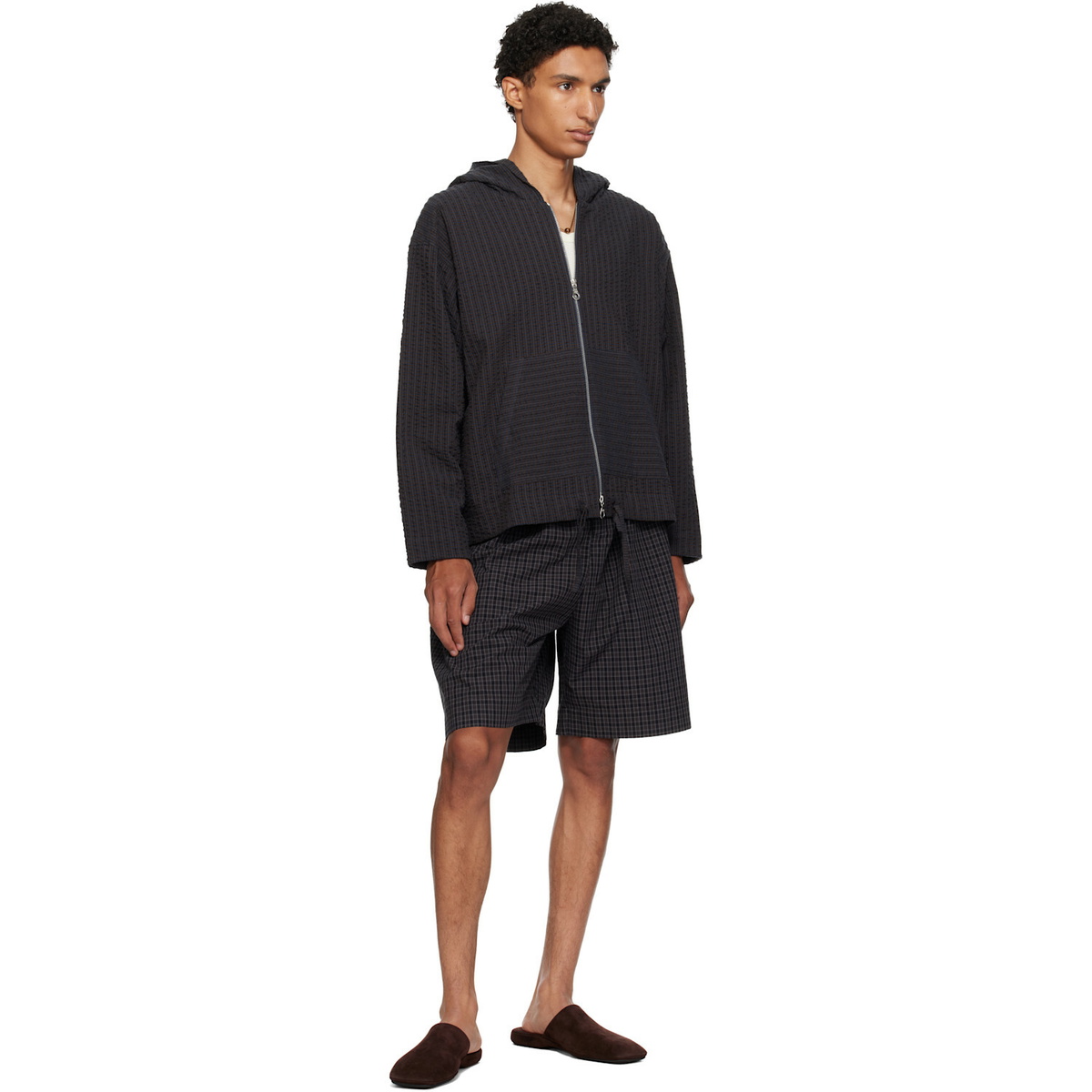 Cawley Brown & Navy Zip Up Hoodie
