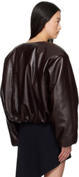 Magda Butrym Burgundy Collarless Puffer Leather Jacket