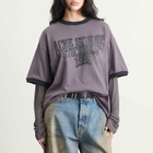 Acne Studios Women's Edra Double College Top in Dark Purple/Black