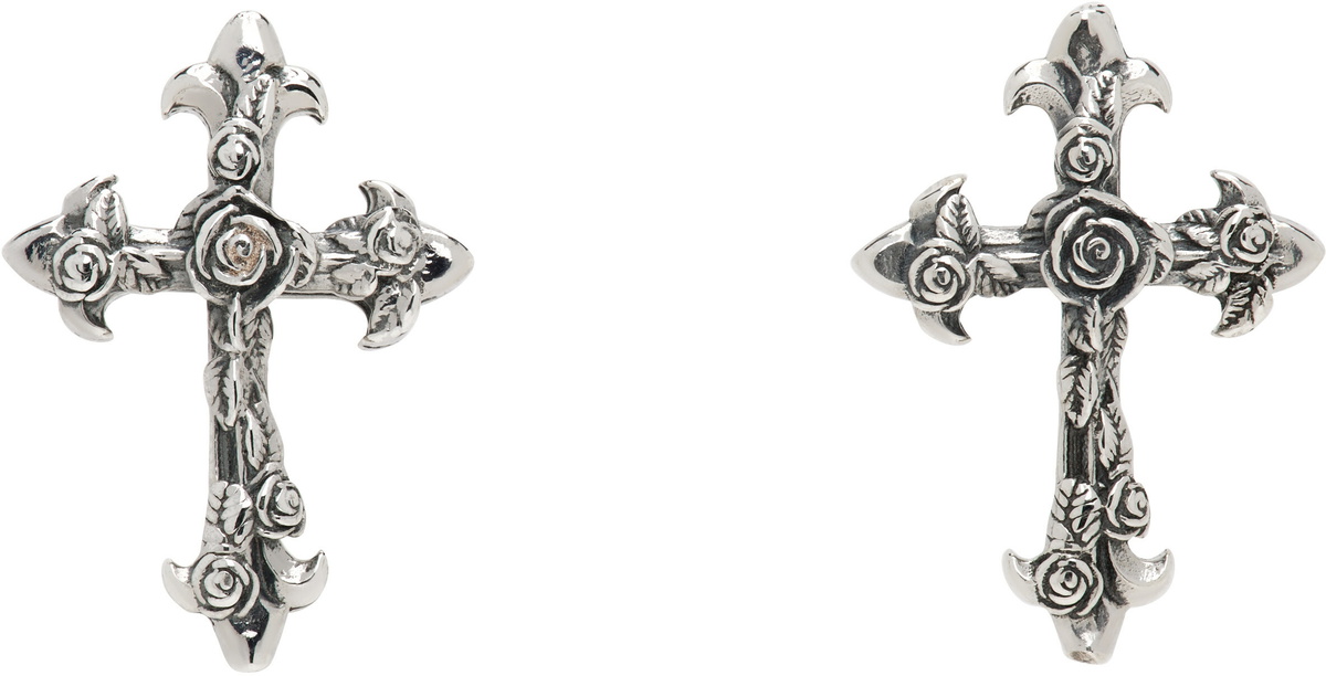 Emanuele Bicocchi Rose Cross Stud Earrings