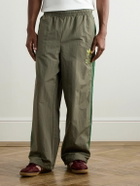 adidas Originals - Brain Dead Wide-Leg Logo-Flocked Striped Shell Track Pants - Green