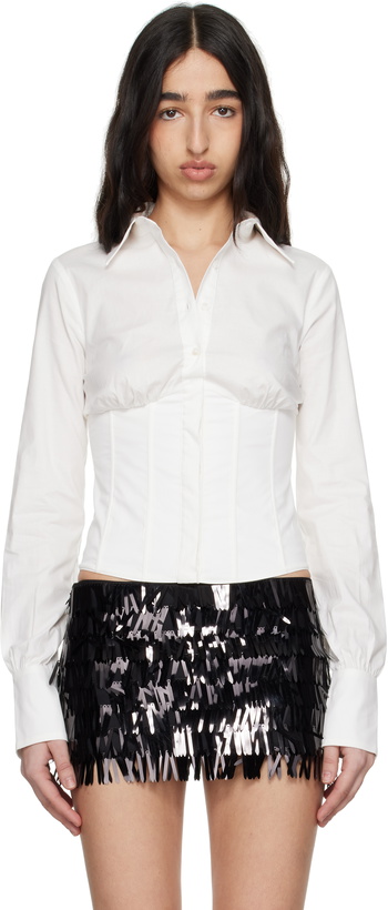Photo: GUIZIO White Tailored Corset Long Sleeve Shirt