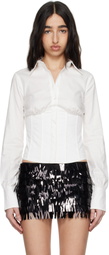 GUIZIO White Tailored Corset Long Sleeve Shirt