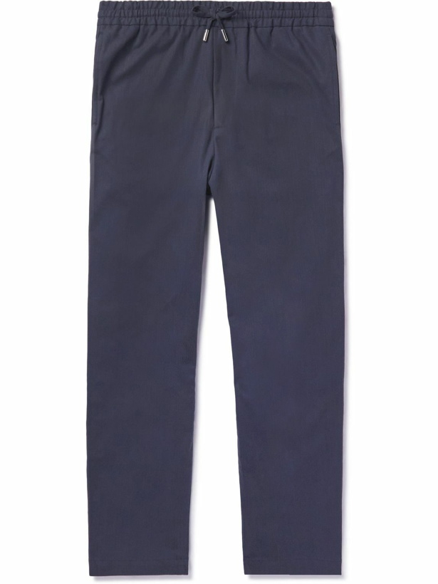 Photo: Mr P. - Tapered Lyocell-Blend Twill Drawstring Trousers - Blue