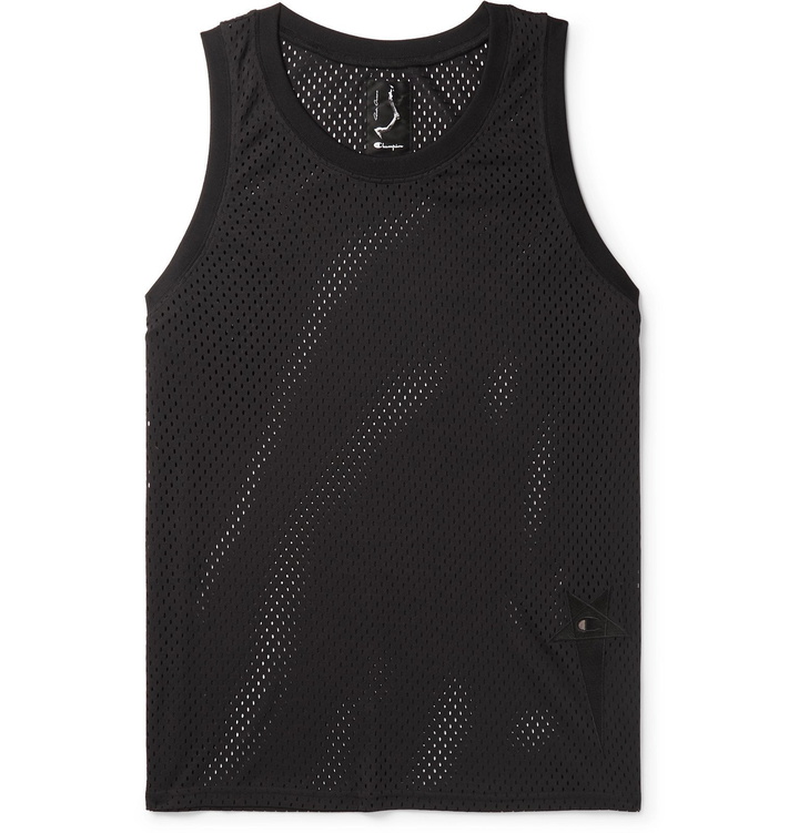 Photo: Rick Owens - Champion Logo-Embroidered Mesh Tank Top - Black