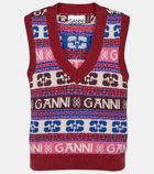 Ganni Logo jacquard wool-blend sweater vest