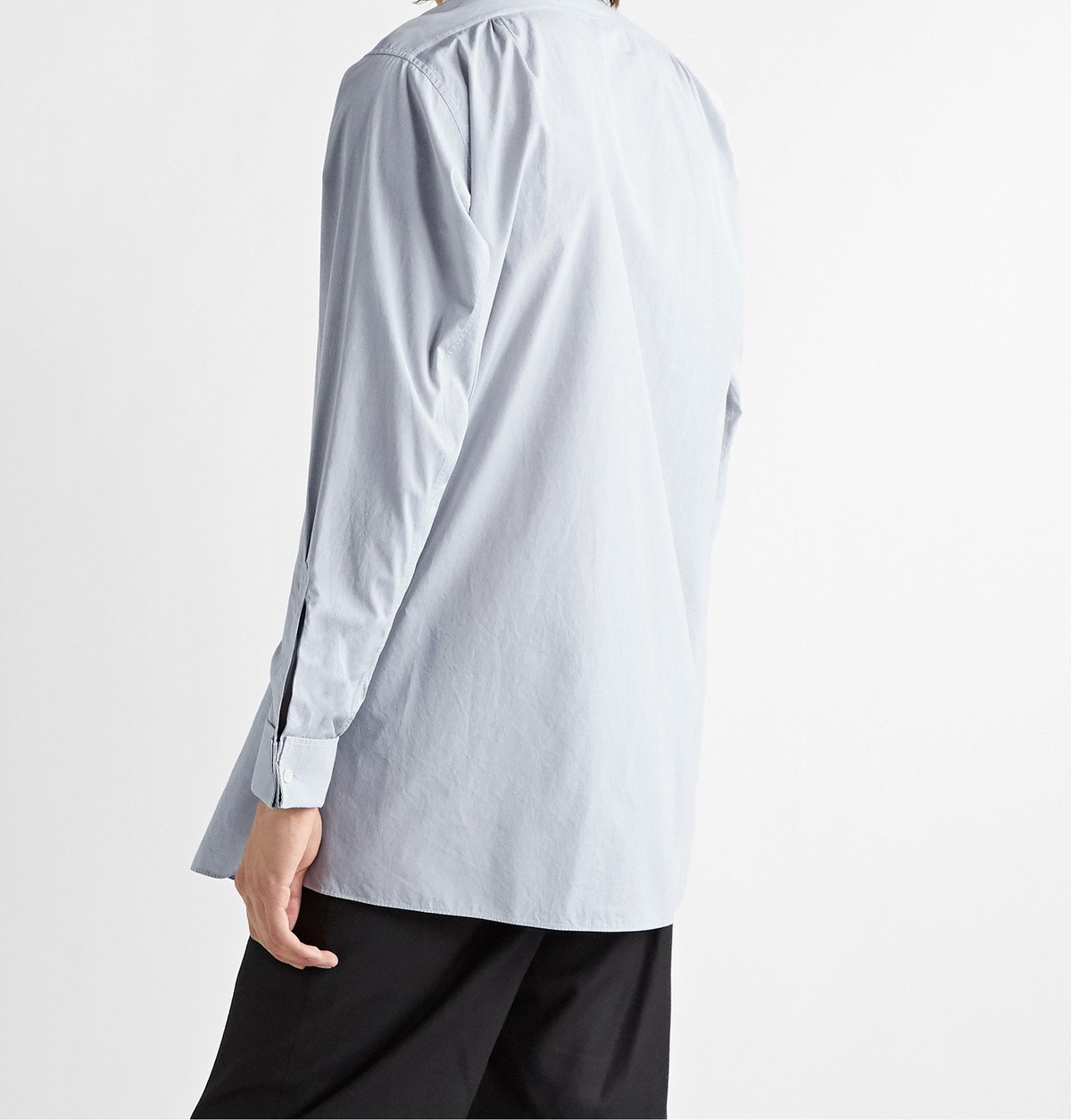 Maison Margiela - Grandad-Collar Embroidered Cotton-Poplin Shirt - Gray
