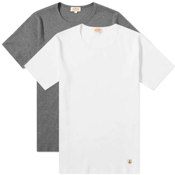 Photo: Armor-Lux Men's Basic T-Shirt - 2 Pack in White/Grey Marl