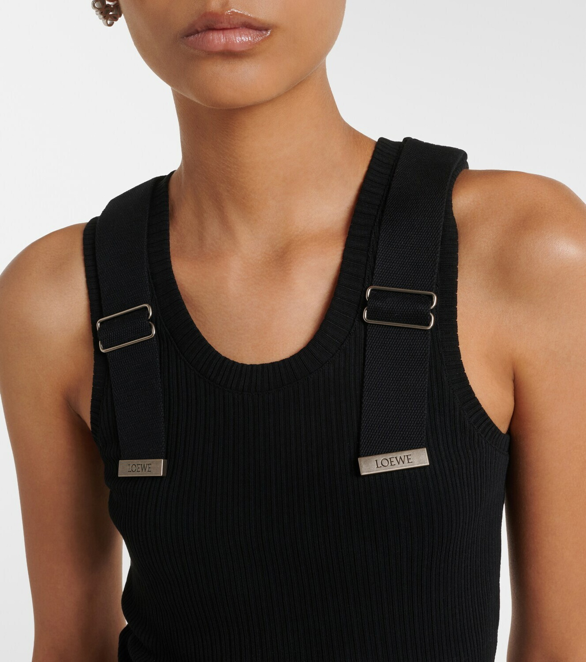 Loewe Ribbed-knit cotton-blend tank top
