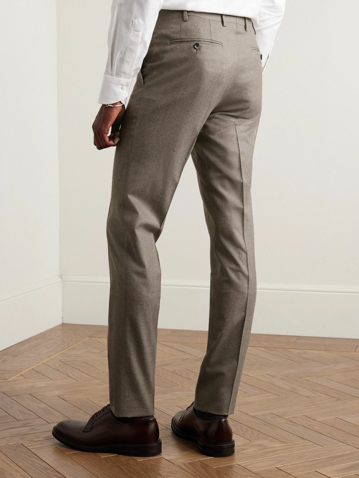 Canali - Kei Slim-Fit Wool-Flannel Suit Trousers - Brown