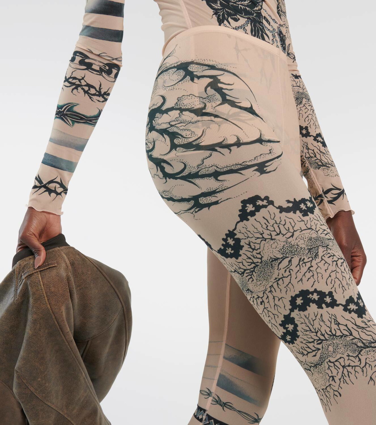 Jean Paul Gaultier x KNWLS printed mesh leggings Jean Paul