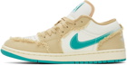 Nike Jordan Beige & White Air Jordan 1 Low SE Wave Sneakers