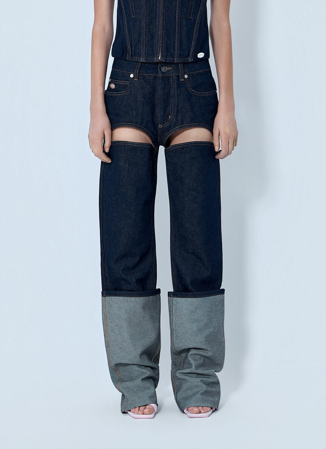 Jean Paul Gaultier Cut Out Wide Leg Jeans