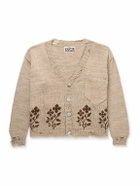 Kartik Research - Distressed Intarsia Kala Cotton Cardigan - Neutrals