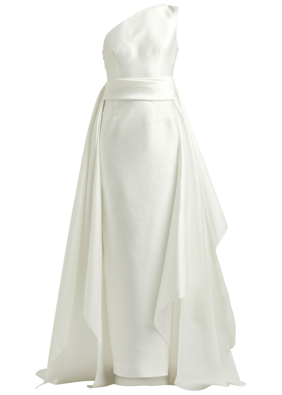 Solace London Charo One-shoulder Faille Gown Cream